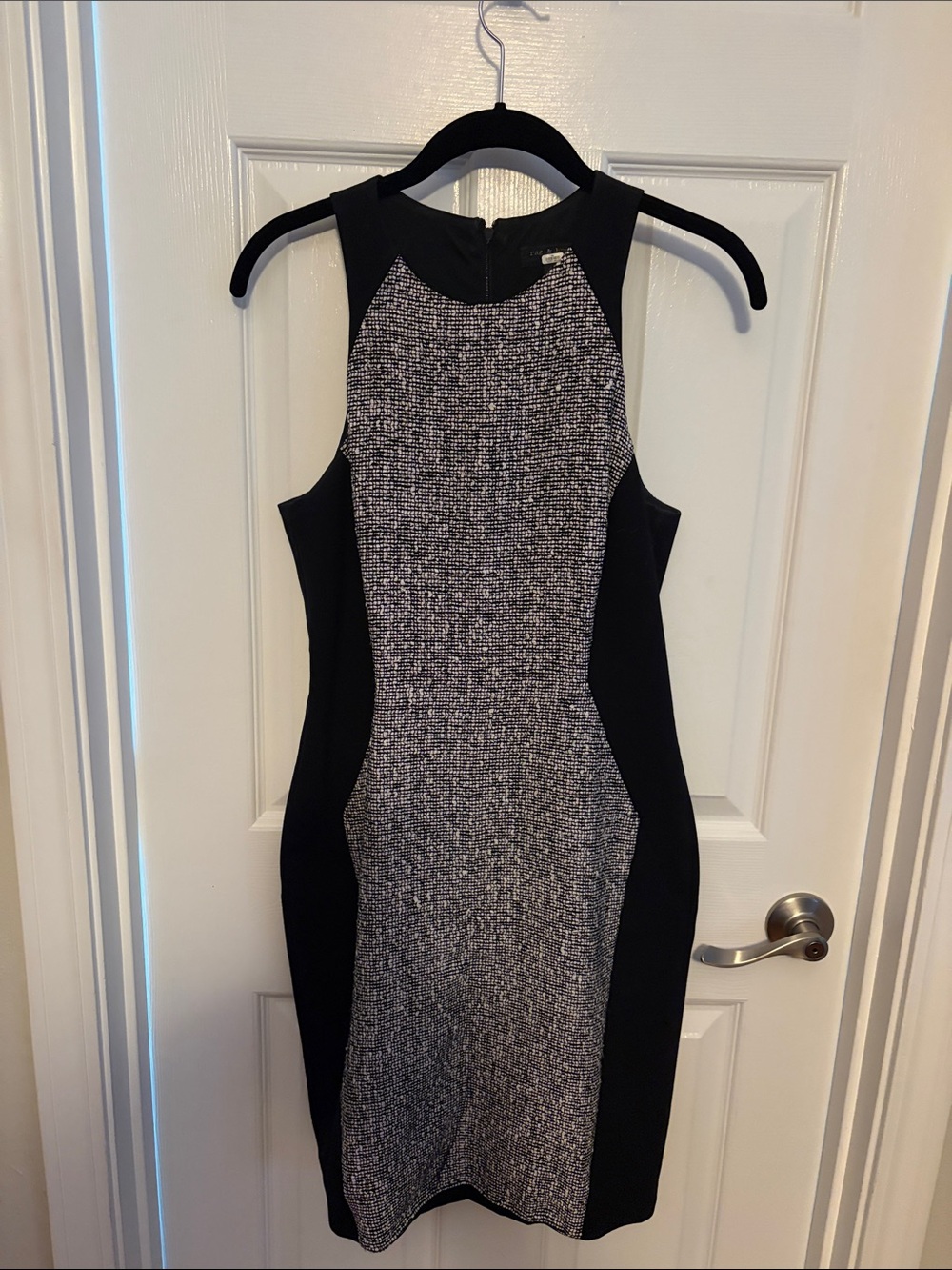 rag & bone Black and Gray Textured Sheath Dress